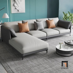 E1 Ghế sofa văng chờ BT297 Lesca dài 2m15 phối màu da giả xám