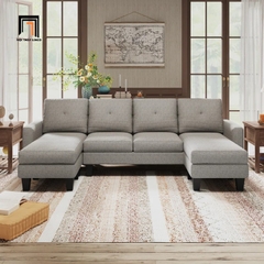 H2 Bộ Ghế Sofa U UT27 Eilean 2m6 Xám Than Bọc Vải Nỉ Bố