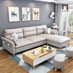 A3 Ghế sofa góc L đẹp GT128 Slope 2m4 x 1m6 xám trắng vải nỉ