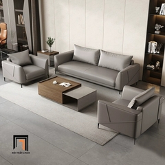 H3 Bộ ghế sofa da xám trắng KT164 Piney văn phòng làm việc