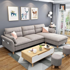 A3 Ghế sofa góc L đẹp GT128 Slope 2m4 x 1m6 xám trắng vải nỉ