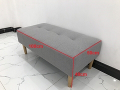 C3 Ghế đôn sofa vải xám trắng nhỏ gọn cho phòng khách giá rẻ