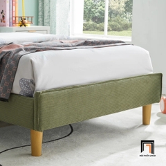B1 Giường ngủ GN137 Corduroy xanh rêu bọc nỉ bông mềm mại và tinh tế