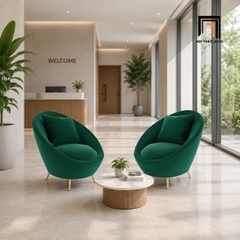 G1 Ghế sofa đơn hạt đậu DT46 Simpson vải nhung nỉ xanh lá