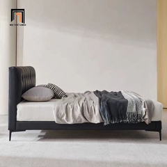 Giường ngủ da simili màu đen GN79 Kirk kiểu dáng hiện đại