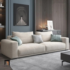 E1 Bộ ghế sofa góc L giá rẻ GT143 Omaha 2m3 x 1m6 vải nhung xám