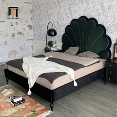 Giường ngủ tân cổ điển GN51 Jeriel 1m6x2m bọc vải nhung