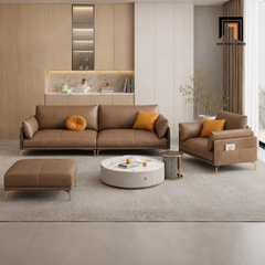 F1 Bộ ghế sofa phòng khách chung cư KT65 Skinny hiện đại màu nâu