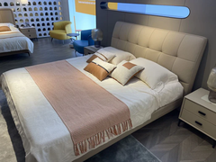 D3 Giường ngủ vải nỉ mềm màu be GN70 Weddle 1m6 x 2m giá rẻ