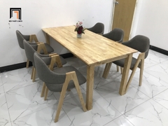 Bộ bàn ăn 6 ghế chữ A nệm vải gỗ tự nhiên 5-KH6-G5-B108-govai bàn dài 1m6