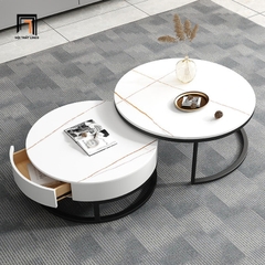 D1 Cặp bàn sofa mặt đá tròn BSF30 Simon căn hộ chung cư