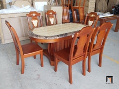 Set bàn ăn oval mặt đá 1m6 GF22-BAD6-G317-B358 6 ghế