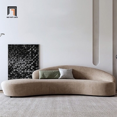 A5 Ghế sofa băng cong dài 2m4 BT193 Cruces vải nhung màu xám đẹp