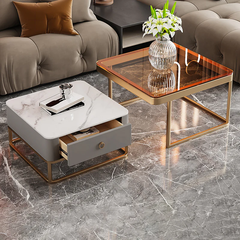 X3 Cặp 2 bàn sofa mặt vuông BSF23 Copeheim đá ceramic cao cấp