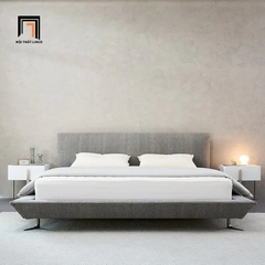 Giường ngủ vải nỉ xám lông chuột GN61 Amaya chân inox