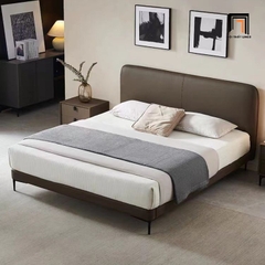 Giường ngủ sang trọng GN78 Inez da công nghiệp nâu