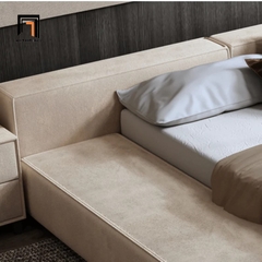 Giường ngủ vải nỉ nhung màu kem GN60 Anais cho phòng lớn