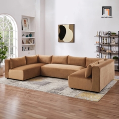P1 Ghế sofa góc chữ U vải nhung màu cam GT101 Hudson 2m8 x 1m6