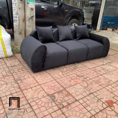 E3 Ghế sofa băng cong vải nhung đen BT315 Lolli 2m2 cho shop tiệm