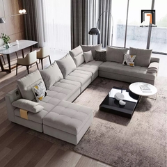 C1 Bộ ghế sofa góc chữ L GT18 Linsy 3m25 x 1m6 phối màu vải nhung