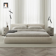 Giường ngủ bọc vải nỉ GN48 Amos màu xám trắng