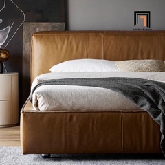 H1 Giường ngủ màu nâu bò cao cấp GN103 Lorne 1m6 x 2m da Pu