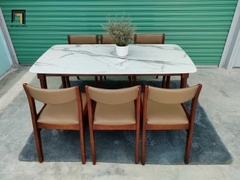 Bộ bàn ăn 6 ghế gia đình 18-KH6-G10-B110 nệm ngồi da
