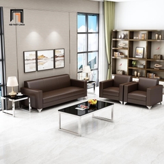 G1 Bộ ghế sofa văn phòng tiếp khách KT118 Pyon bọc da màu nâu