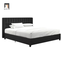Giường ngủ GN5 Acquaviva bọc nệm simili giả da màu đen