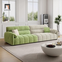 A3 Ghế sofa băng dài 2m4 BHQ2 Samdy vải nhung màu đen nổi bật