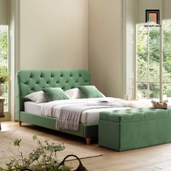Giường ngủ vải nỉ nhung xanh lá GN67 Leaminton xinh xắn