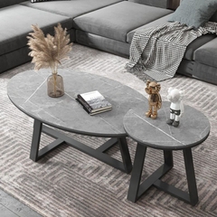 C2 Bàn sofa mặt đá trắng oval nhỏ gọn BSF10 Mebas dài 80cm giá rẻ
