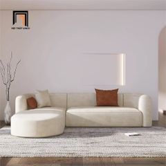 D2 Sofa góc L cong GT262 Schoer 2m2 x 1m6 bọc da đẹp màu nâu