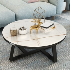 O1 Bàn sofa mặt đá trắng xinh 70cm BSF9 Hamis cho sảnh chờ nhỏ