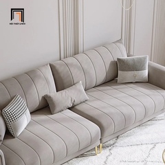 C5 Bộ sofa góc L vải nhung xám GT207 Forli 2m3 x 1m6 nệm ngồi chia ô