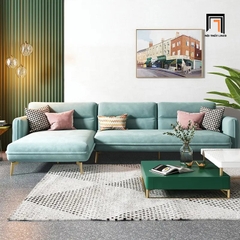F1 Bộ ghế sofa vải nhung đẹp GT55 Velor 2m4 x 1m6 màu xám trắng