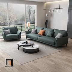 G1 Bộ ghế sofa phòng khách đẹp KT37 Noha màu xanh lá da giả