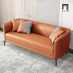 A7 Bộ ghế sofa màu xanh lá KT67 Polan da giả chạy viền nổi bật