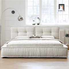 Giường ngủ vải lông cừu GN33 Darcy màu trắng kem