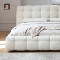 Giường ngủ bọc vải lông cừu GN36 Addie màu trắng sữa