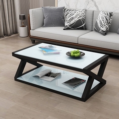 I2 Bàn sofa mặt kính cường lực BSF2 Trestle 1m 2 tầng giá rẻ