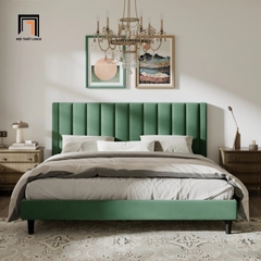 B3 Giường ngủ bọc vải nhung nỉ GN21 Will 1m6 x 2m màu xanh lá