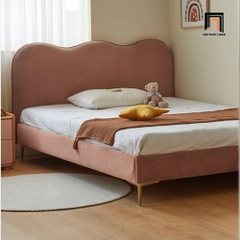 Giường ngủ bọc vải nhung GN37 Deva màu hồng nhẹ nhàng