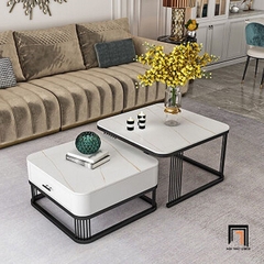 C2 Cặp bàn sofa mặt đá vuông hiện đại BSF35 Dramen cho văn phòng
