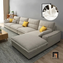 D1 Set ghế sofa góc L đẹp GT109 Vista 3m45 x 1m8 vải nỉ trắng kem