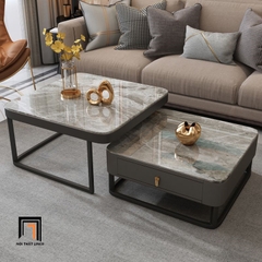 K2 Cặp bàn sofa mặt đá ceramic vuông BSF45 Modany sang trọng
