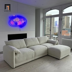 D1 Bộ ghế sofa băng xám trắng dài 2m3 BT61 Bodhill kèm đôn vuông