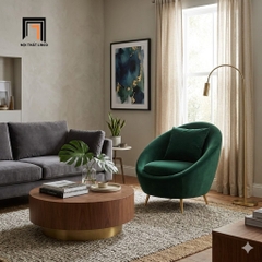 G1 Ghế sofa đơn hạt đậu DT46 Simpson vải nhung nỉ xanh lá