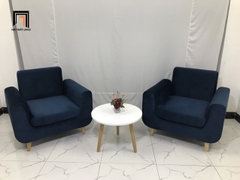 T2 Ghế sofa đơn 1 nệm ngồi màu xanh đậm NS04 vải nỉ nhung