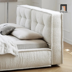 Giường ngủ vải lông cừu GN33 Darcy màu trắng kem